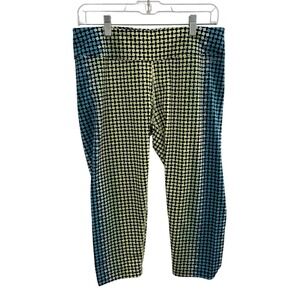 Calvin Klein Performance Leggings Womens XL Green Blue Geometric Crop Quick Dry